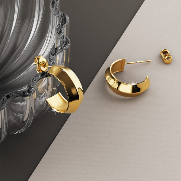Solid Textured Earrings in Gold - Image 4