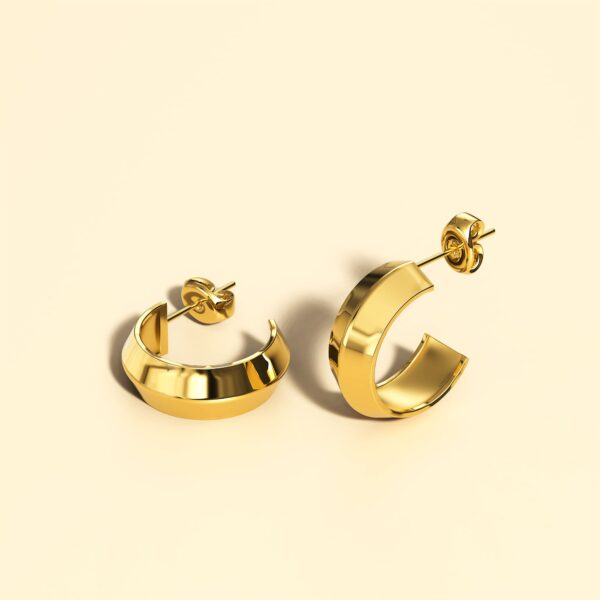 Solid Textured Earrings in Gold - Image 3