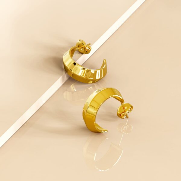 Solid Textured Earrings in Gold - Image 2