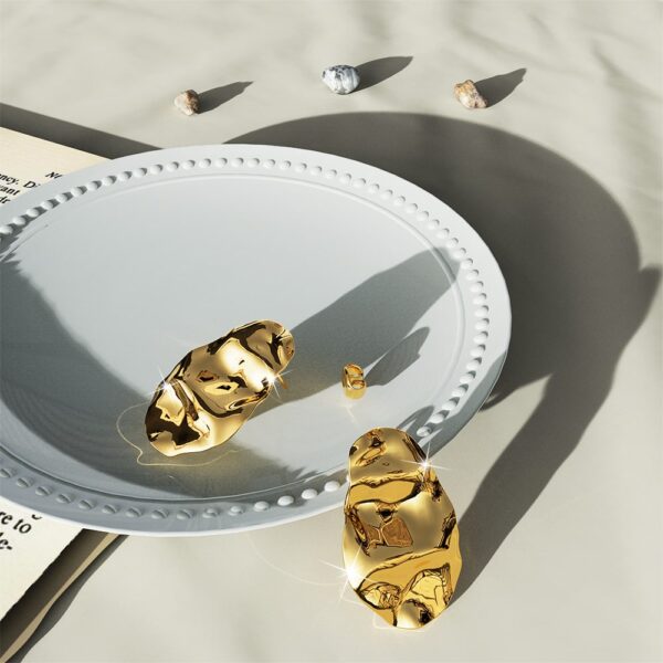Textured Stud Earrings in Gold - Image 4