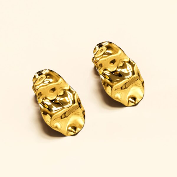 Textured Stud Earrings in Gold - Image 2