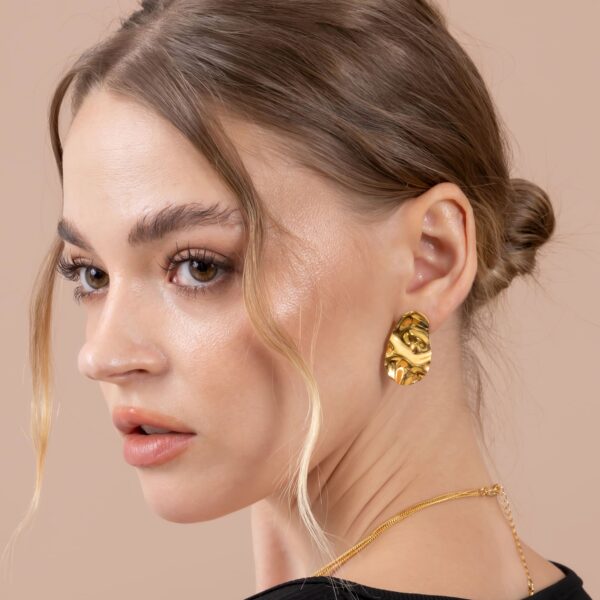 Textured Stud Earrings in Gold - Image 5