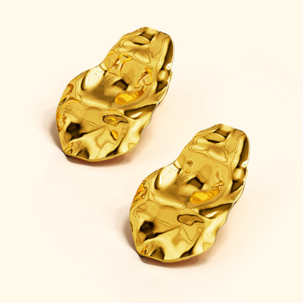 Textured Stud Earrings in Gold - Image 3