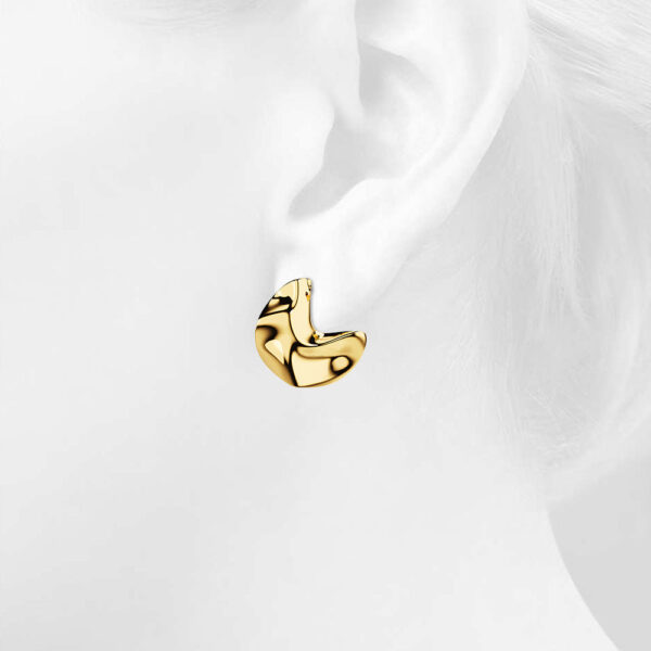 Texture Tiny C-Hoop Earrings in Gold - Image 3
