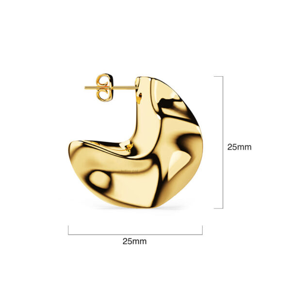 Texture Tiny C-Hoop Earrings in Gold - Image 4
