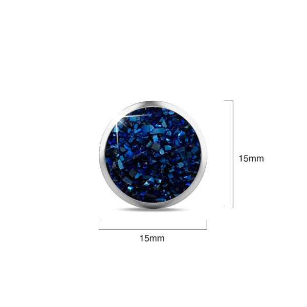 Amalgam White Gold Layered Blue Stone Stud Earrings 15mm - Image 5