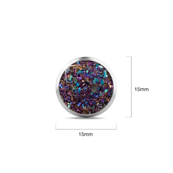 Amalgam White Gold Layered Champagne Stone Stud Earrings 15mm - Image 6