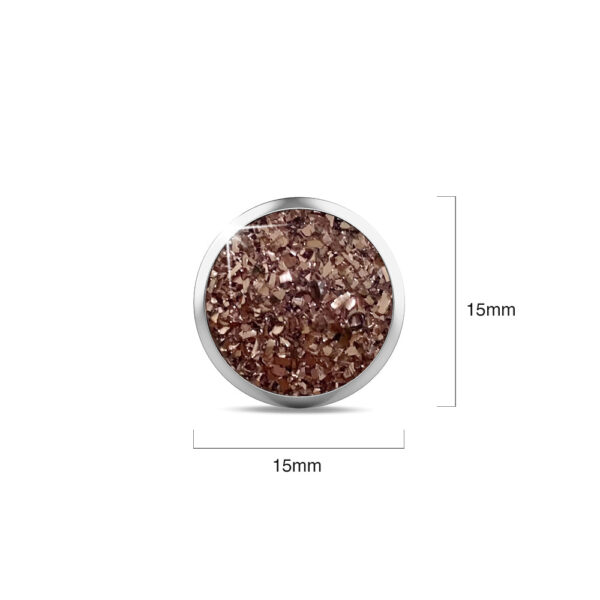 Amalgam White Gold Layered Pink Stone Stud Earrings 15mm - Image 6