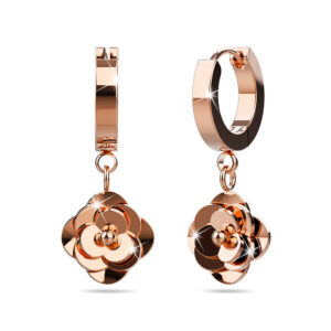 Dainty Rose Layered in Rose Gold Stainless Steel Drop Earrings