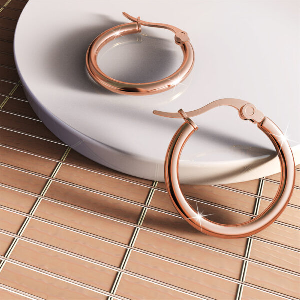 Tia Hoop Rose Gold Layered Earrings 20mm - Image 2