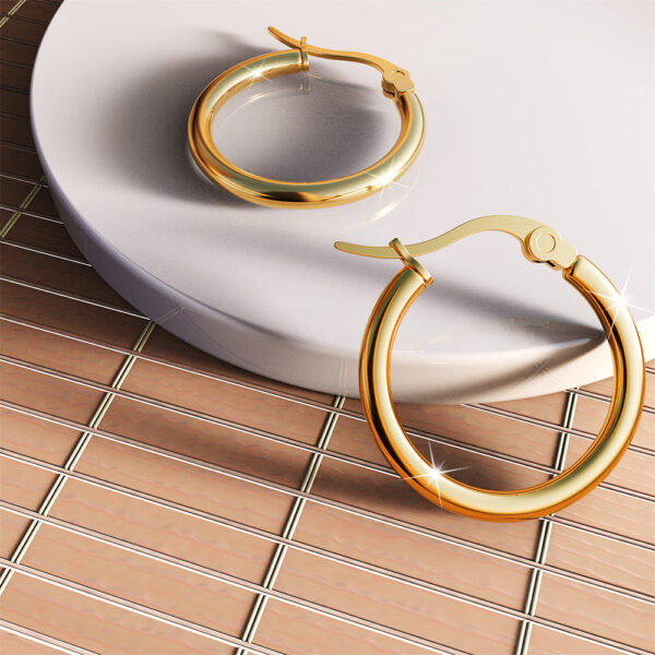Tia Hoop Gold Layered Earrings 20mm - Image 2