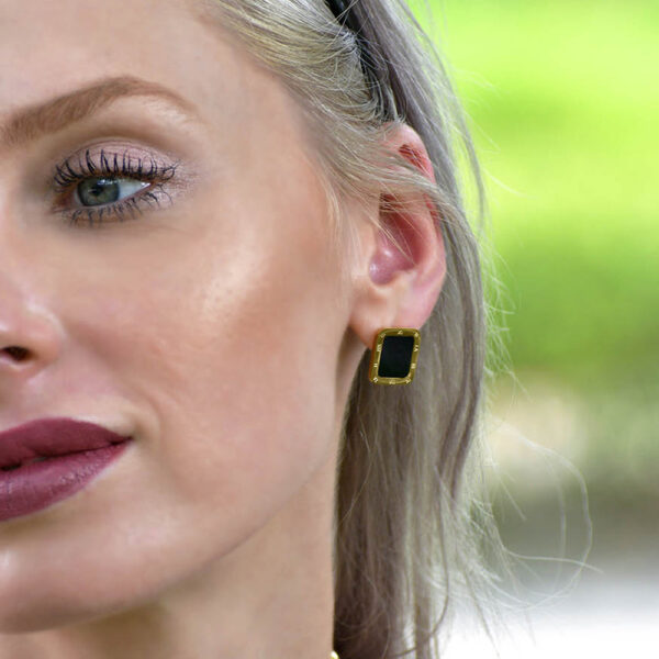 Zaila Oblong Gold Layered Earrings - Image 3