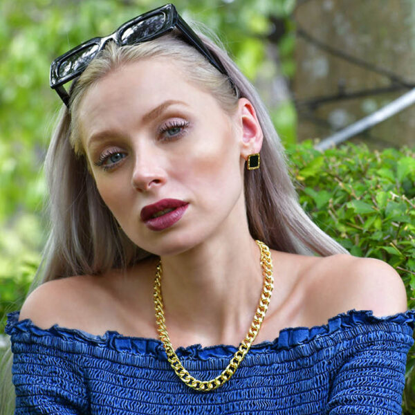 Zaila Oblong Gold Layered Earrings - Image 4
