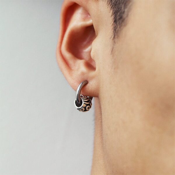 Zen Bead Hoop White Gold Layered Earrings - Image 4