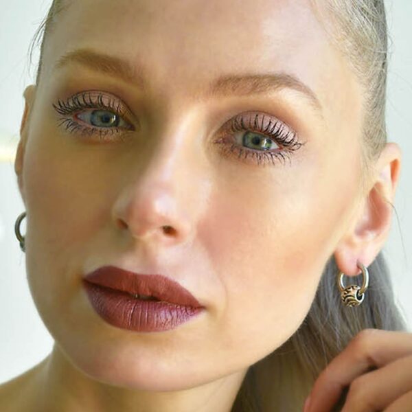 Zen Bead Hoop White Gold Layered Earrings - Image 3