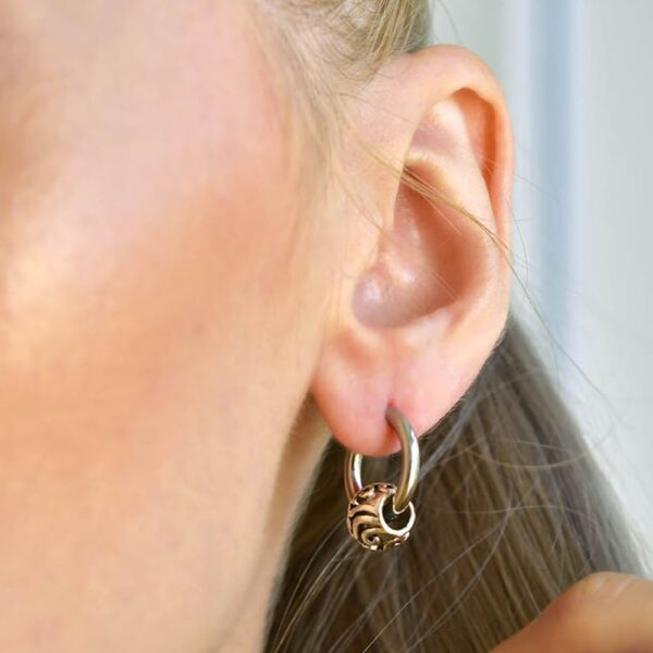 Zen Bead Hoop White Gold Layered Earrings - Image 2