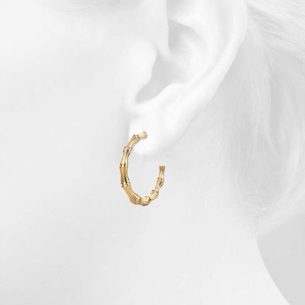 Bamboo Connector Hoop Gold Layered Earrings - Image 6