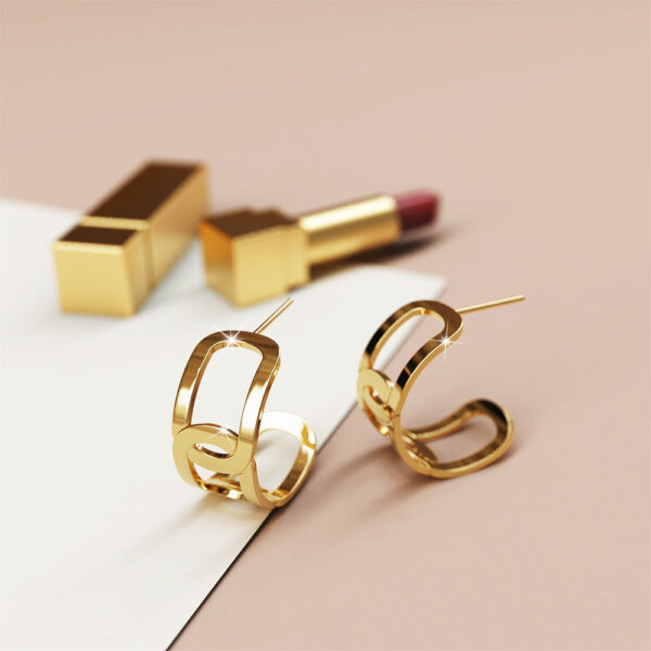 Intercross Huggie Gold Layered Earrings - Image 3