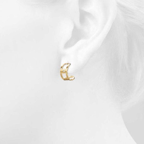 Intercross Huggie Gold Layered Earrings - Image 4