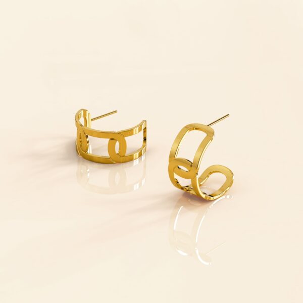 Intercross Huggie Gold Layered Earrings - Image 2
