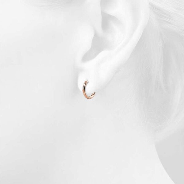 Royal Hoop Rose Gold Layered Earrings 14mm - Image 2