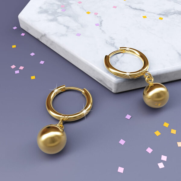Dangle Ball Gold Layered Earrings - Image 3