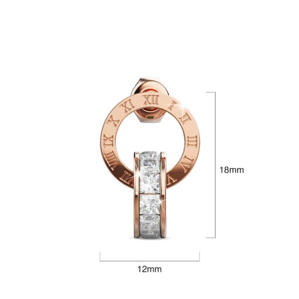 Pisces Round Interlock Dangle Rose Gold Layered Earrings Clear - Image 3