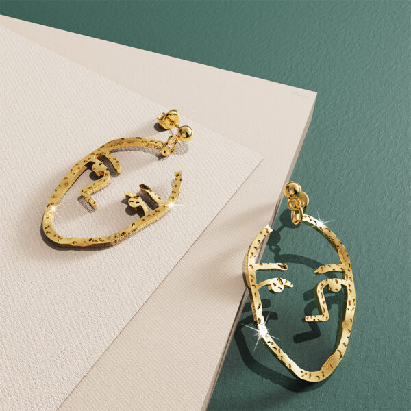 Double Face Gold Layered Earrings - Image 4