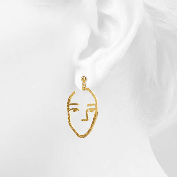 Double Face Gold Layered Earrings - Image 5
