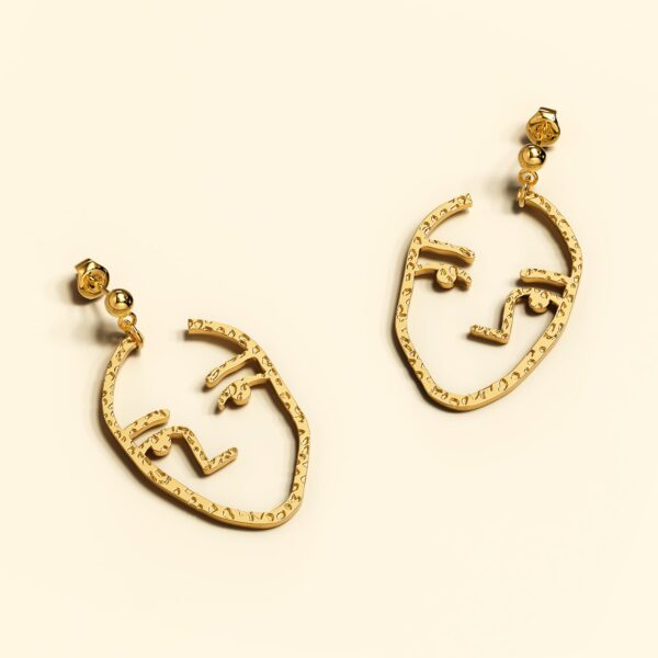 Double Face Gold Layered Earrings - Image 3