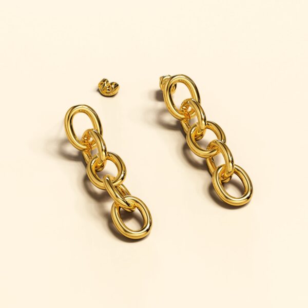 Lewis Dangle Gold Layered Earrings - Image 3