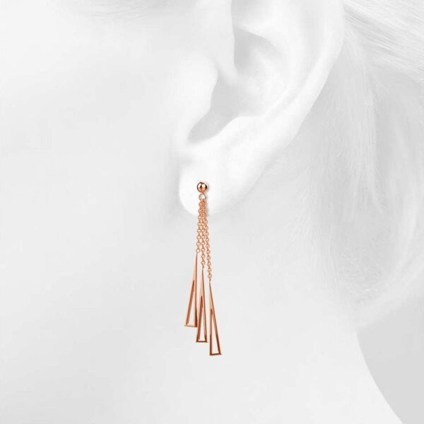 Royal Tassel Rose Gold Layered Earrings - Image 4
