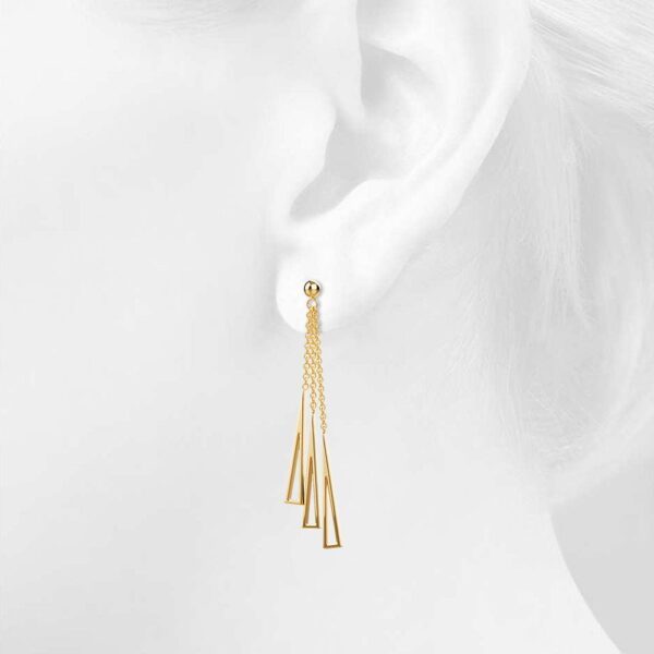 Royal Tassel Gold Layered Earrings - Image 4