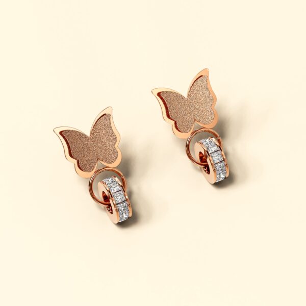 Butterfly Interlock Rose Gold Layered Earrings - Image 2