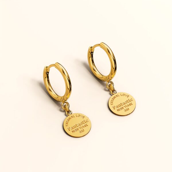 Flat Round Stud Gold Layered Earrings - Image 2