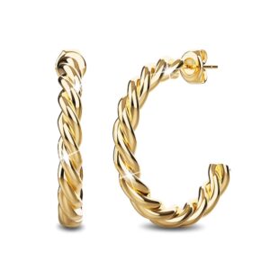 Twisted Braid C-Hoop Gold Layered Earrings