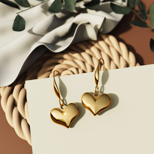 Loyal Heart Dangle Gold Layered Earrings - Image 2