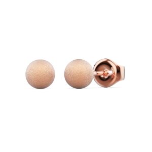 Shiny Ball Stud Rose Gold Layered Earrings