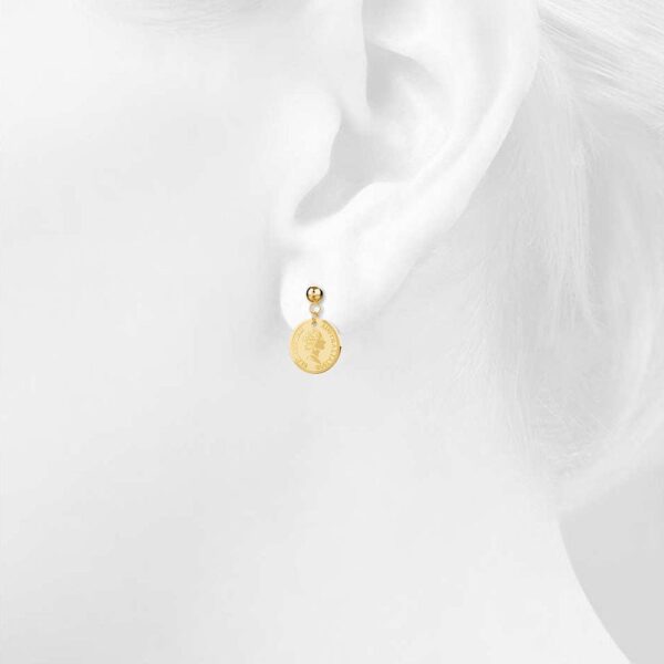 Coin Drop Gold Layered Earrings - Image 5