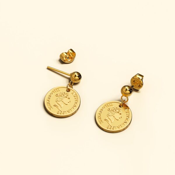 Coin Drop Gold Layered Earrings - Image 2