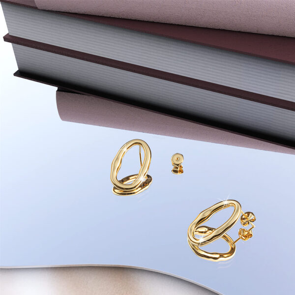 Ovalicious Stud Gold Layered Earrings - Image 3