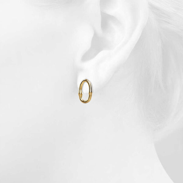 Ovalicious Stud Gold Layered Earrings - Image 4