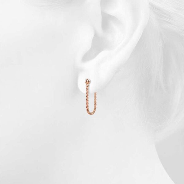 Zeus Connector Ball Stud Rose Gold Layered Earrings - Image 4