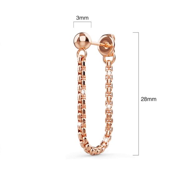 Zeus Connector Ball Stud Rose Gold Layered Earrings - Image 5