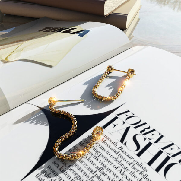 Zeus Connector Ball Stud Gold Layered Earrings - Image 3