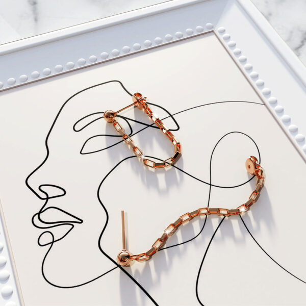 Merry Stud Ball Rose Gold Layered Earrings - Image 3
