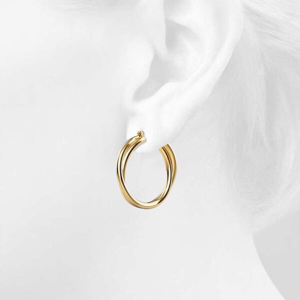 Subtle Hoop Gold Layered Earrings - Image 8