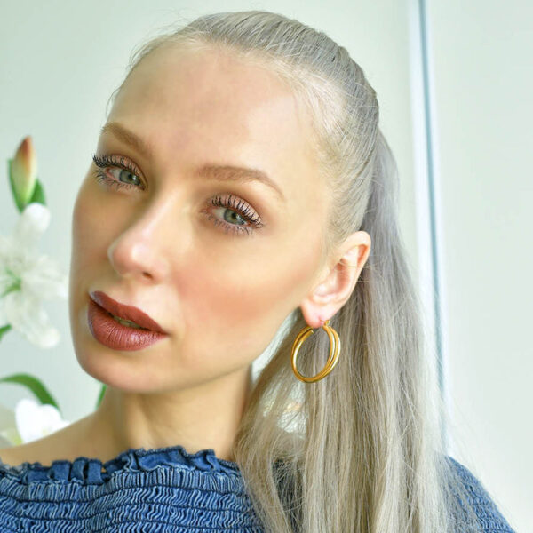 Subtle Hoop Gold Layered Earrings - Image 5