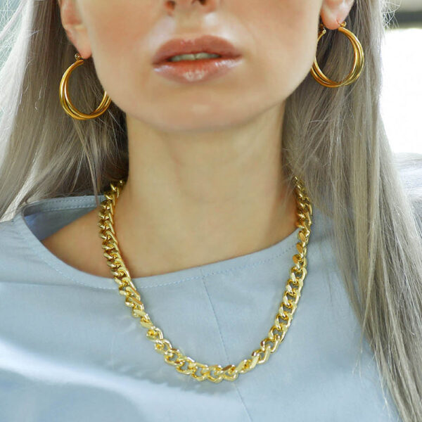 Subtle Hoop Gold Layered Earrings - Image 6