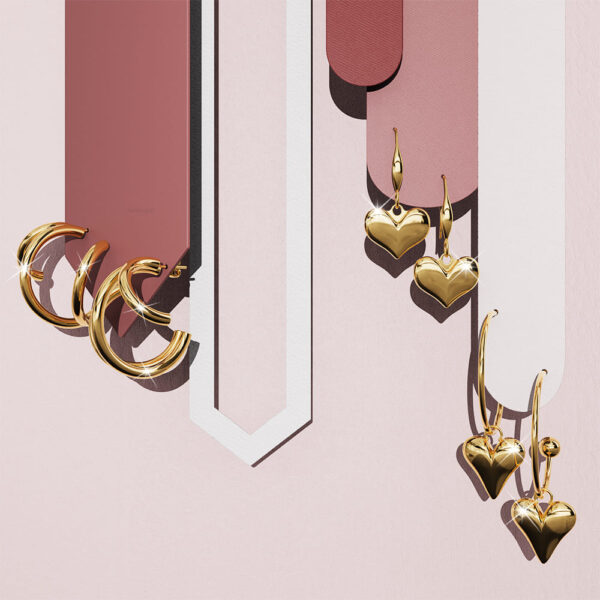 Love Paradise Stud Gold Layered Earrings - Image 4